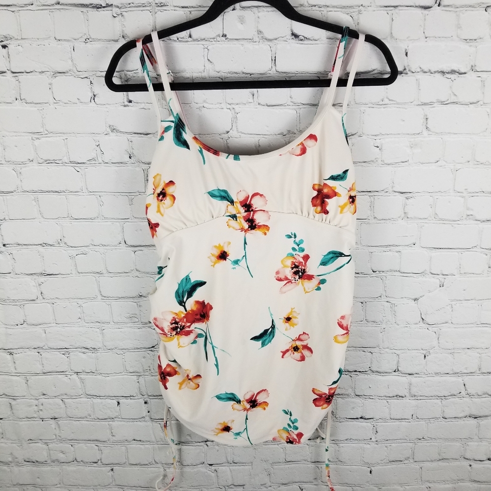 THYME | tie up floral flower maternity tankini swim top